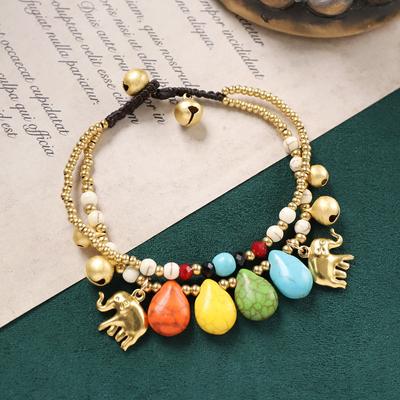 Vintage Elephant Bracelet Tibetan Exotic Bohemian Double Layer Braided Copper Hand Rope Female Niche Personality