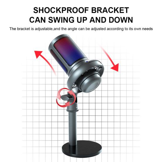 Gaming Mikrofon RGB Computermikrofon mit Filter Studioaufnahme Streaming