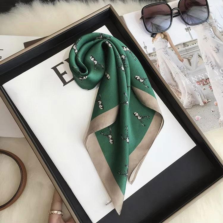 100% Natural Real Silk Scarf Women Print Bandana Square Scarves Wrap Fashion Luxury Summer Beach High Quality Hijab schals 53cm