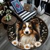 Collie Dog Round Area Rug,Carpet Rug for Living Room Bedroom Sofa Playroom Decor,Non-slip Floor Mat