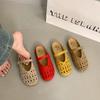 Retro niche design versatile Birkenstock slippers women's single shoes 2025 new stepping on shit soft sole hollow bag head sandals