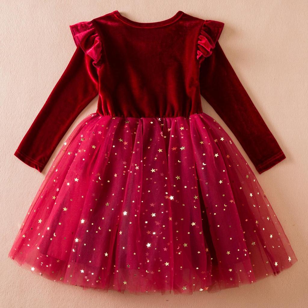 3-8Yrs Girls Red Christmas Dress New Years Ruffles Long Sleeved Dress for  Kids Birthday Wedding Party Wear Fashion Autumn Outfit  buy the best  products in the Ayzeze online store