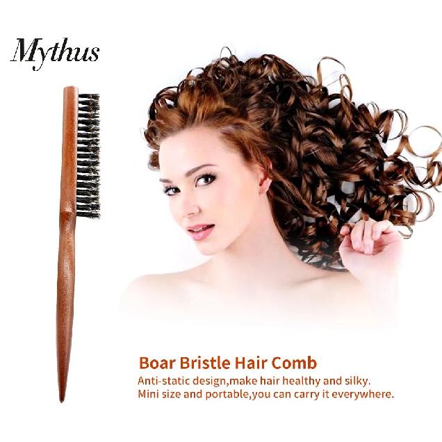 Natural Boar Bristle Hair Fluffy Comb Wood Handle Hair Brush Anti-static Barber Hair Comb Scalp Massage Hairdresser Styling Tool