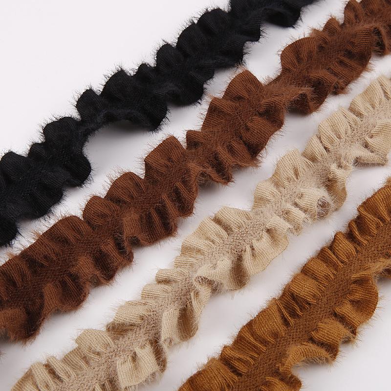 5yards Double-Side Pleated Plush Knitting Lace Trimming Ribbon for DIY Bows Clothing Decor Sewing Supplies Crafts Accessories