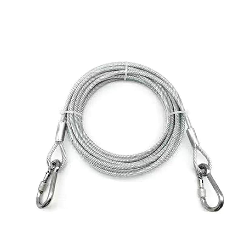 3-10M Double-Headed Dog Tie Out Cable Leash Raction Rope Metal Buckle Steel Wire Anti-Rust Training Collar Outdoor Dogs Strap