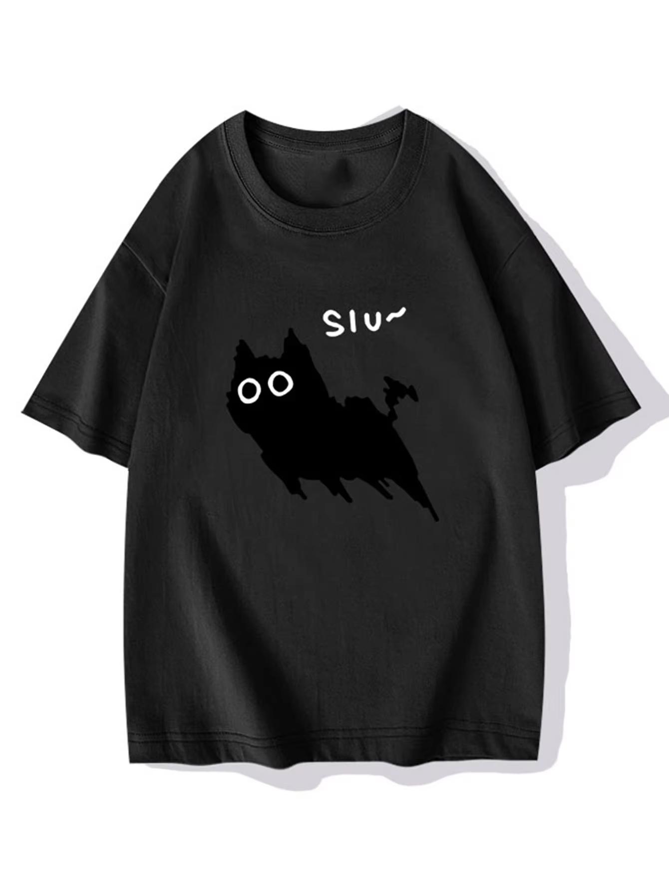 

Men s Creative Funny Sprinting Cat SIU~ Print T Shirt Fashionable and Humorous Cotton Tee Summer Women Oversize Novelty Casual 5XL різнокольоровий