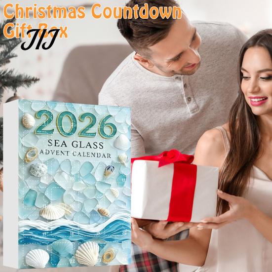 Festive Home Hanging Decorations 2026 Sea Glass Style Christmas Countdown Calendar Blind Box, 24Pcs Unique Tree Pendants Acrylic Ornaments,