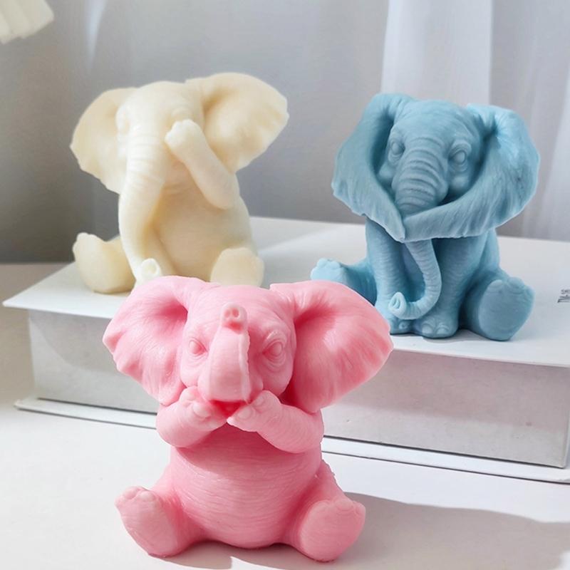Silicone 3D Elephants Candle Molds Soap Resin Mould DIY Animal Aromatherapy Candle Mold Hand Craft for Home Party-Decor