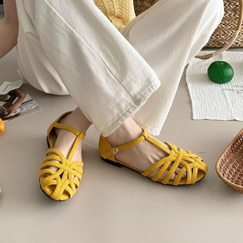 Fashion Women's Flats Summer Breathable Hollow Out Sandal Retro French Roman Shoes for Women Comfort Casual Flat Sandals Sandalias Mujer