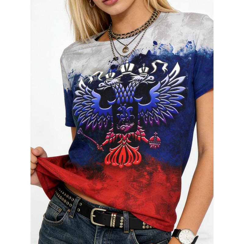 Russian T-Shirts CCCP Floral 3D Print Women's Short Sleeve Round Neck T Shirt Oversized Harajuku Tees Y2k Tops Female Clothing