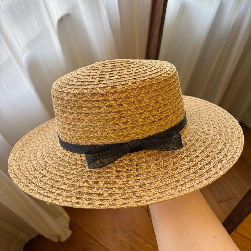 Spring and summer new bow seaside photo top hat children's sunshade straw hat beach vacation wind sun protection sun hat