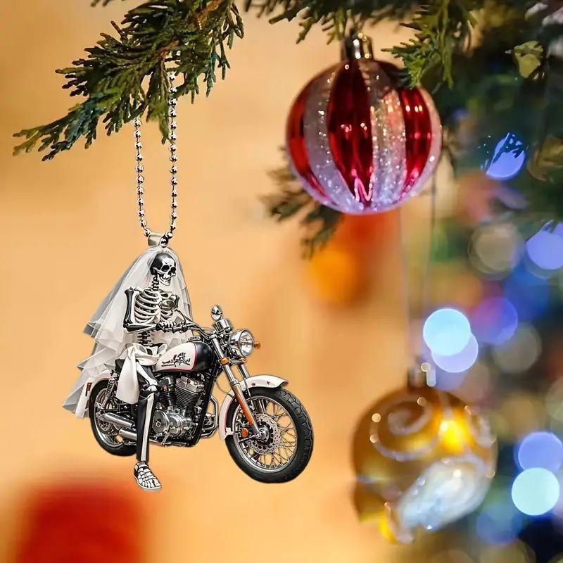 Halloween 2d Acrylic Motorcycle Skeleton Bride Festive Decoration For Interior Car