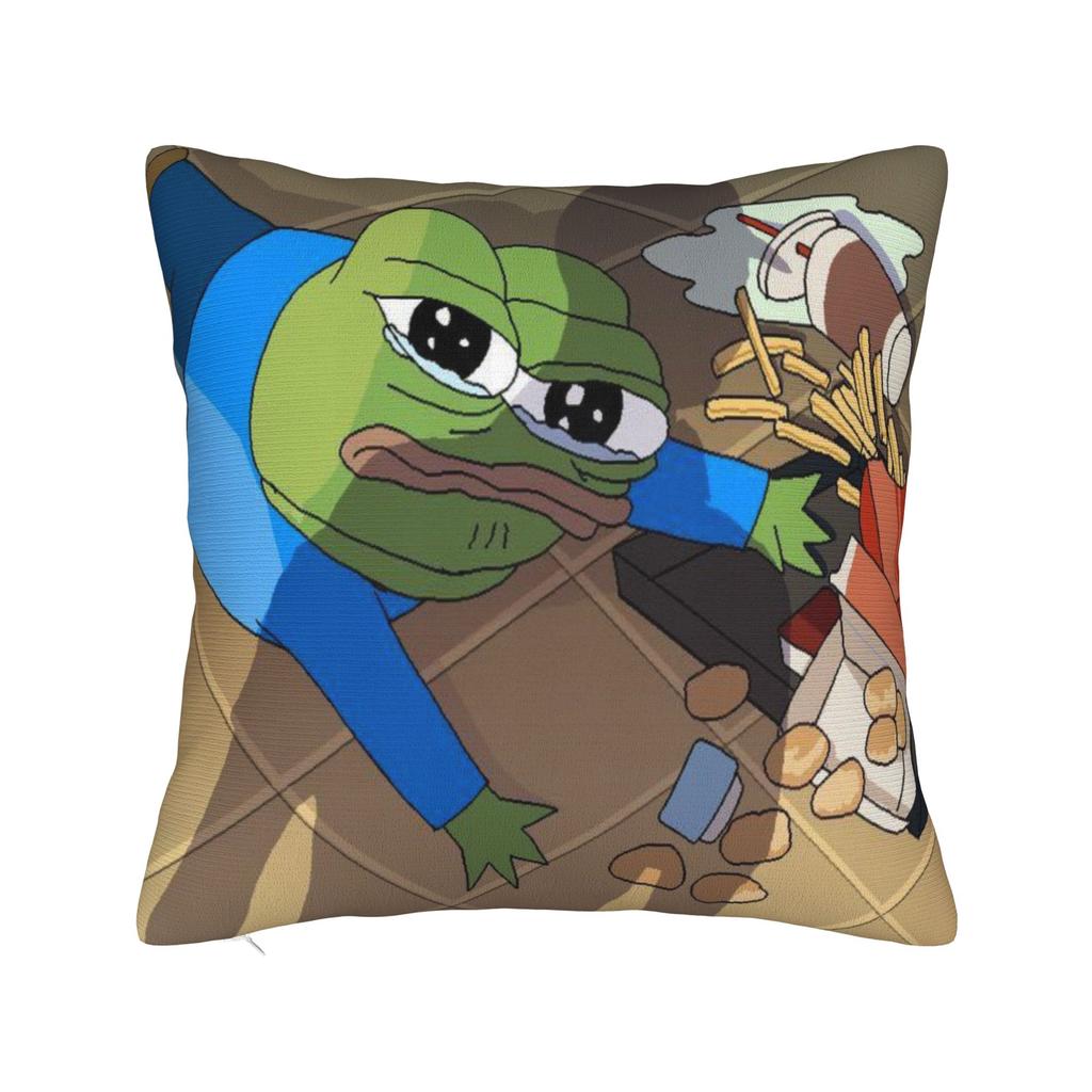Sad Pepe frog funny meme Printed Pillowcase Cushion Cover  Throw Pillow Cover Warm Sofa Decoration Square Multi Size