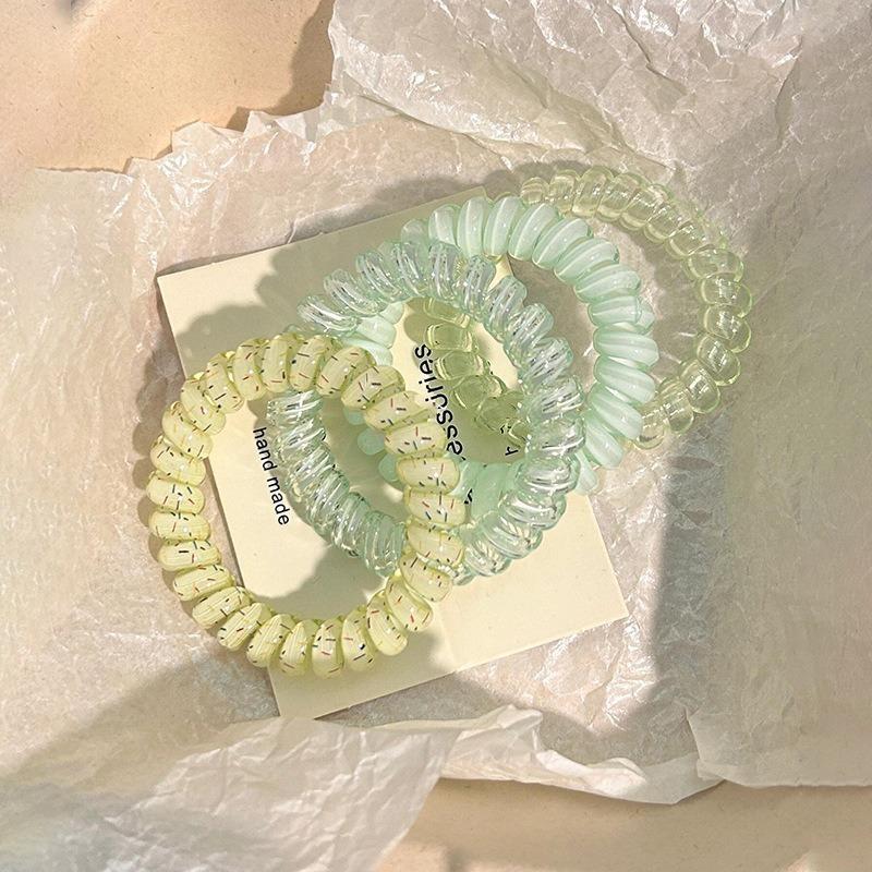 Telephone Cord Scrunchies Spiral Hair Ties Gradient Color Checkered Print Phone Cord Elastic Hair Band Hair Accessories