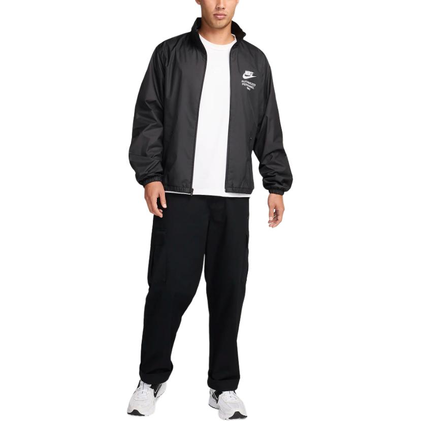 Nike Logo Letter Print Stand Collar Zip Long Sleeve Jacket Men Jackets Black HJ8117-010