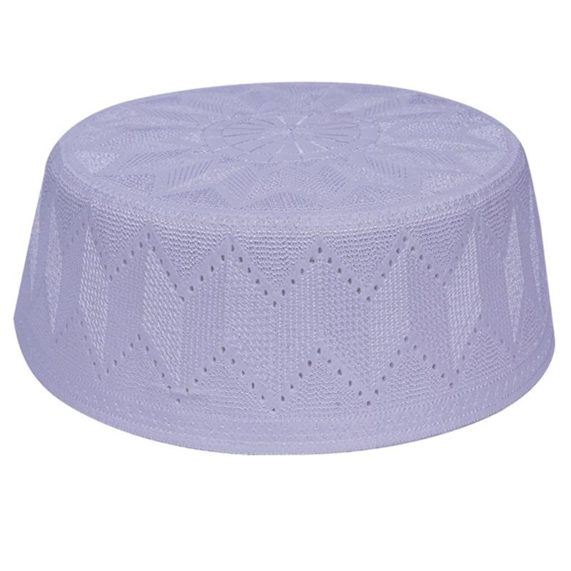 Kippah Muslims Men Namaz Prayer Hat Traditional Islamic Kufi Hat Eid Gift Embroidered Muslims Men Prayer Hat M белый