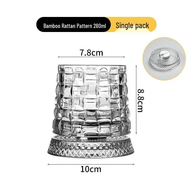 JINGRX Rotating Crystal Whiskey Glass