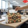 2D Flat, 1pc Tissue Box, Printed On Both Sides, Tissue Box with Checkered Lid Geometric Quilt Design, Durable Fabric Multi Functional Decorative Stora
