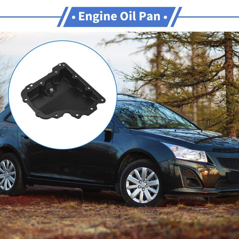 UXCELL No.12637773 Engine Oil Pan Oil Pan Sump Transmission Oil Pan for Chevrolet Cruze 2016-2018 Aluminum Alloy Black