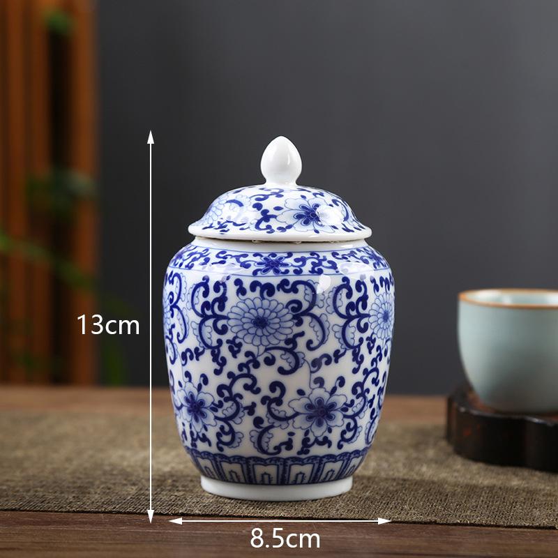 Сине-белая керамическая банка для чая с крышкой, китайская бытовая влагонепроницаемая герметичная банка, ретро-банка общего назначения, подарочная керамическая емкость для хранения