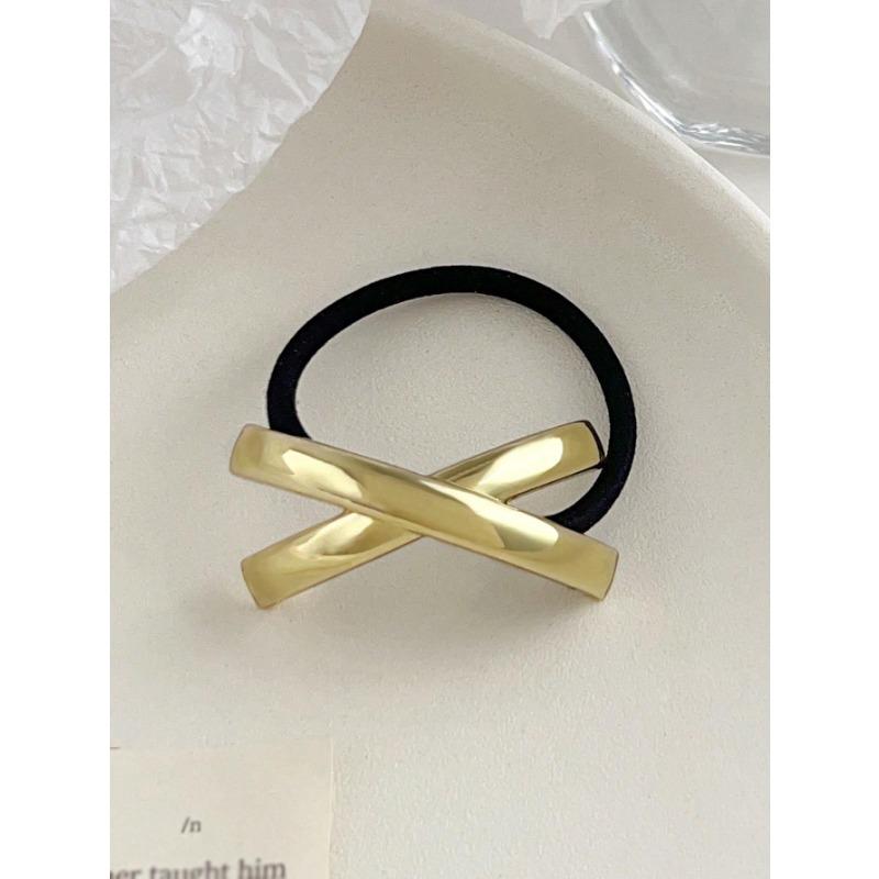1Pcs Gold Metal Geometric Elastic Hair Ties,Ponytail Hair Cuff Wrap for Thick Thin Hair Elastic for Women Girls Hair Accessories