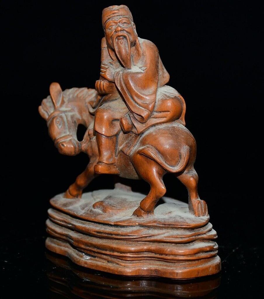 Chinesischer Buchsbaum Holzschnitzerei Figur Statue Holzskulptur Heimdeko Kunst