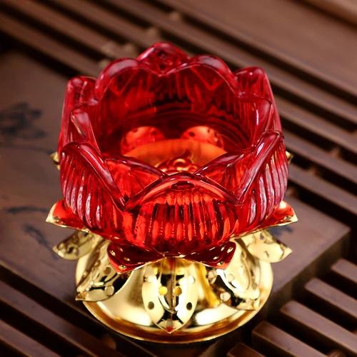 Chinese Alloy Lotus Candle Pedestal for Buddha Butter Candlestick, Household Buddha Hall for Candle Buddha Utensils and Supplies