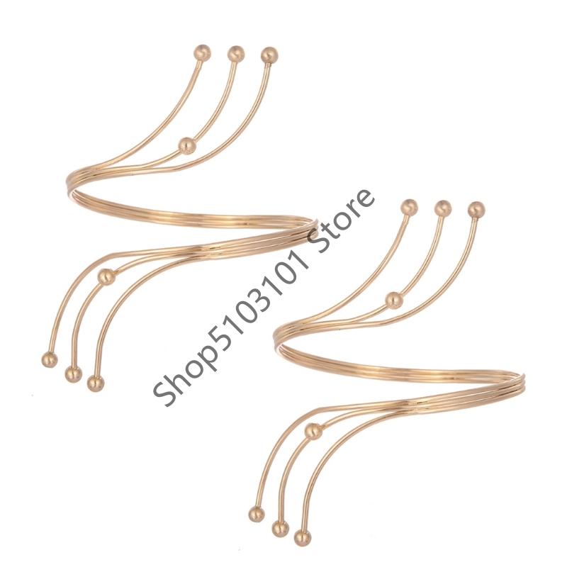

2pcs Upper Arm Bracelet Metal Coil Spiral Shape Armband Cuff Fashion Simple Arm Bangle Armlet Adjustable for Women Girl золотой