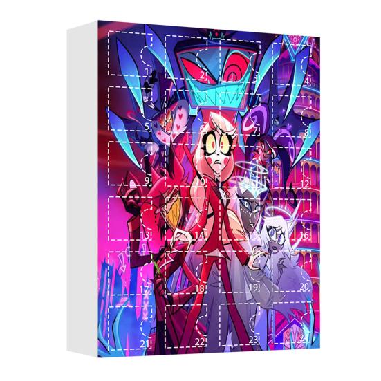 Hazbin Hotel Advent Calendar 24 Day Christmas Countdown Box with Unique Window Design Multifunctional Holiday Decoration for Kids Rooms Houses Cars