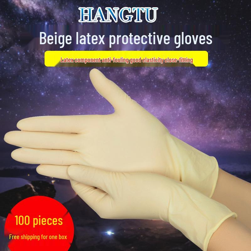 Puderfreie Latex-Handschuhe, 100er-Pack, Wasserdicht für Haushalt, Gastronomie, Microblading, Friseursalon, Kosmetikstudio.