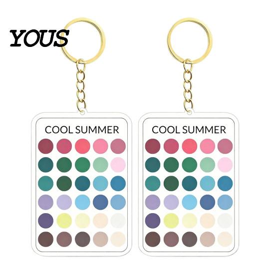 Wardrobe Color Matcher 2Pcs Palette Keychain Pendant, Clear Acrylic Season Analysis Swatches Matching Tool Keychain, Card, Gifts for Fashion