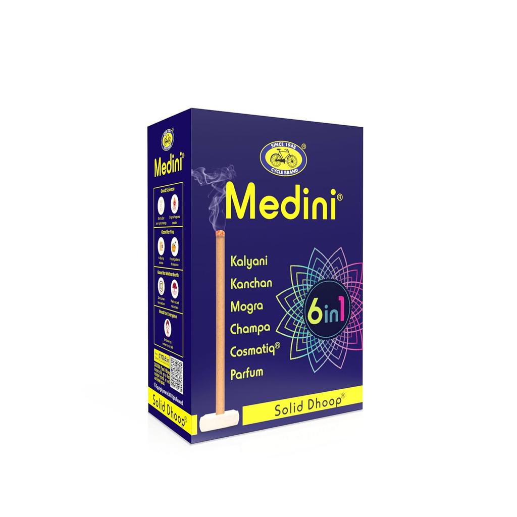 Cycle Pure Medini 6 In 1 Solid Dhoop Pack Of 2 60 Sticks Charcoal Free Bambooless Natural Fragrance With Free Holder For Puja And Meditation