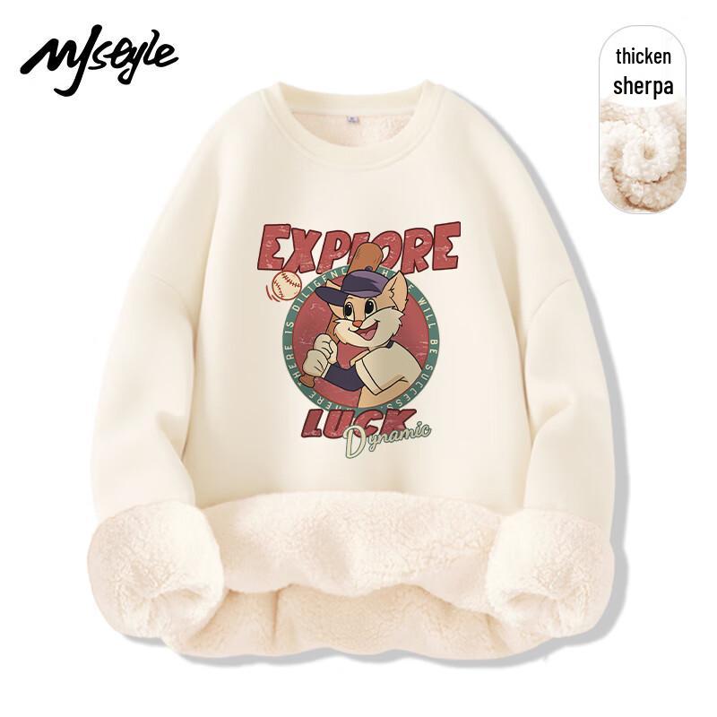 MJ STYLE Women's Lamb Fleece Round Neck Pullover Sweatshirt