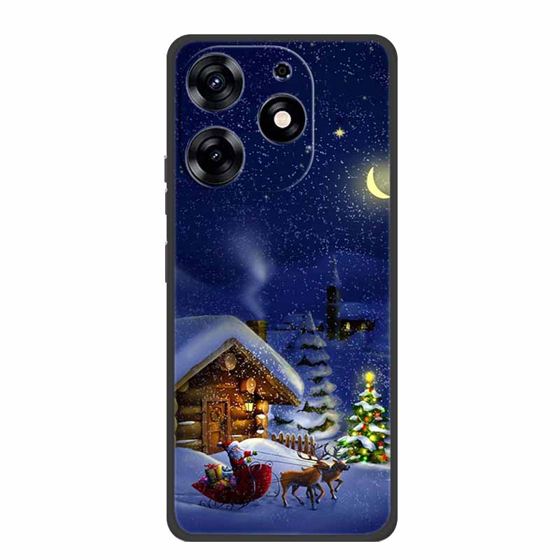 For Tecno Spark Go 2024 Case Merry Christmas Xmas Black Silicon Soft Back Cover Case For Tecno Spark 10 Pro 10C Pop 8 Phone Case