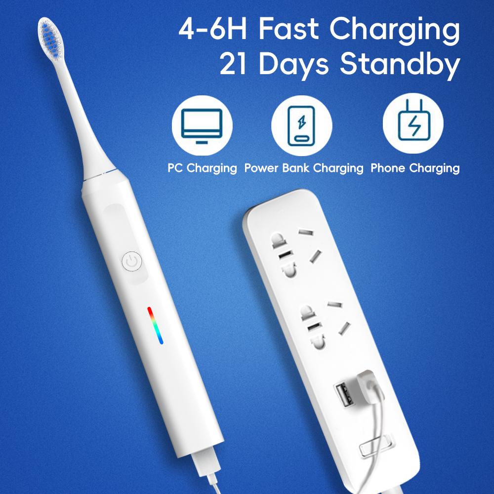 Electric Toothbrush, 6 Brush Heads & Travel Case, 3 Modes Rechargeable Electric Toothbrushes, Philips Toothbrush Head Compatible