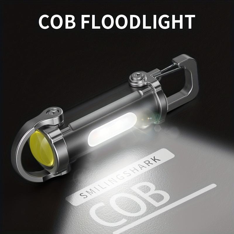 Mini Keychain Flashlight Rechargeable Pocket COB Working Light Outdoor Hook Emergency Warning Light for Camping Walking Hiking