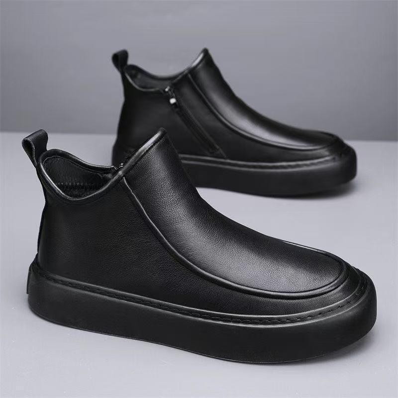 Men's Shoes Spring and Autumn New Martin Boots Medium Top Shoes Business Casual High Top Leather Shoes