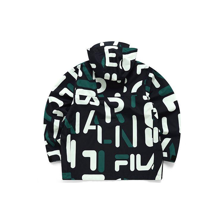 Fila All-Over Print Casual Hooded Zip Jacket Men Jackets Black F11M219707F-ZA