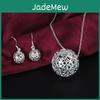 925 Ball Hollow Silver Charm Pendant Necklace Earrings Jewelry Set For Women Fashion Party Christmas Gifts