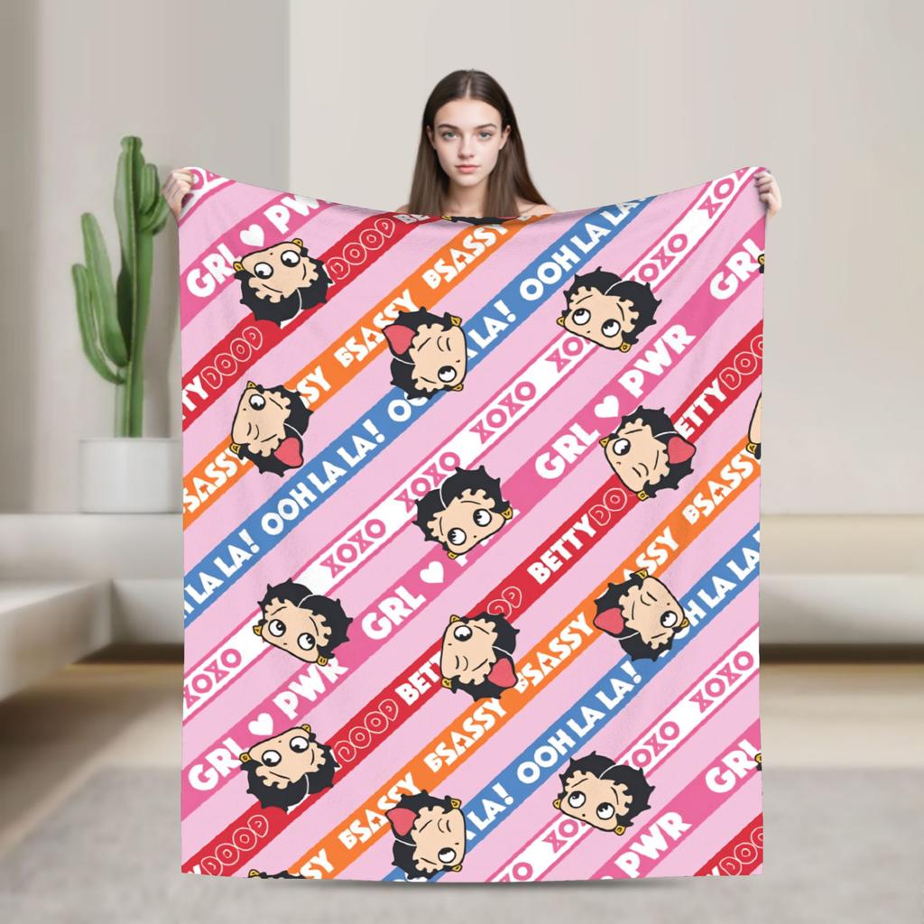 Warm Blanket Airplane Travel B-Bettys Boops Bedding Throws  Flannel Bedspread For Home Decor Graphic Sofa Bed Cover