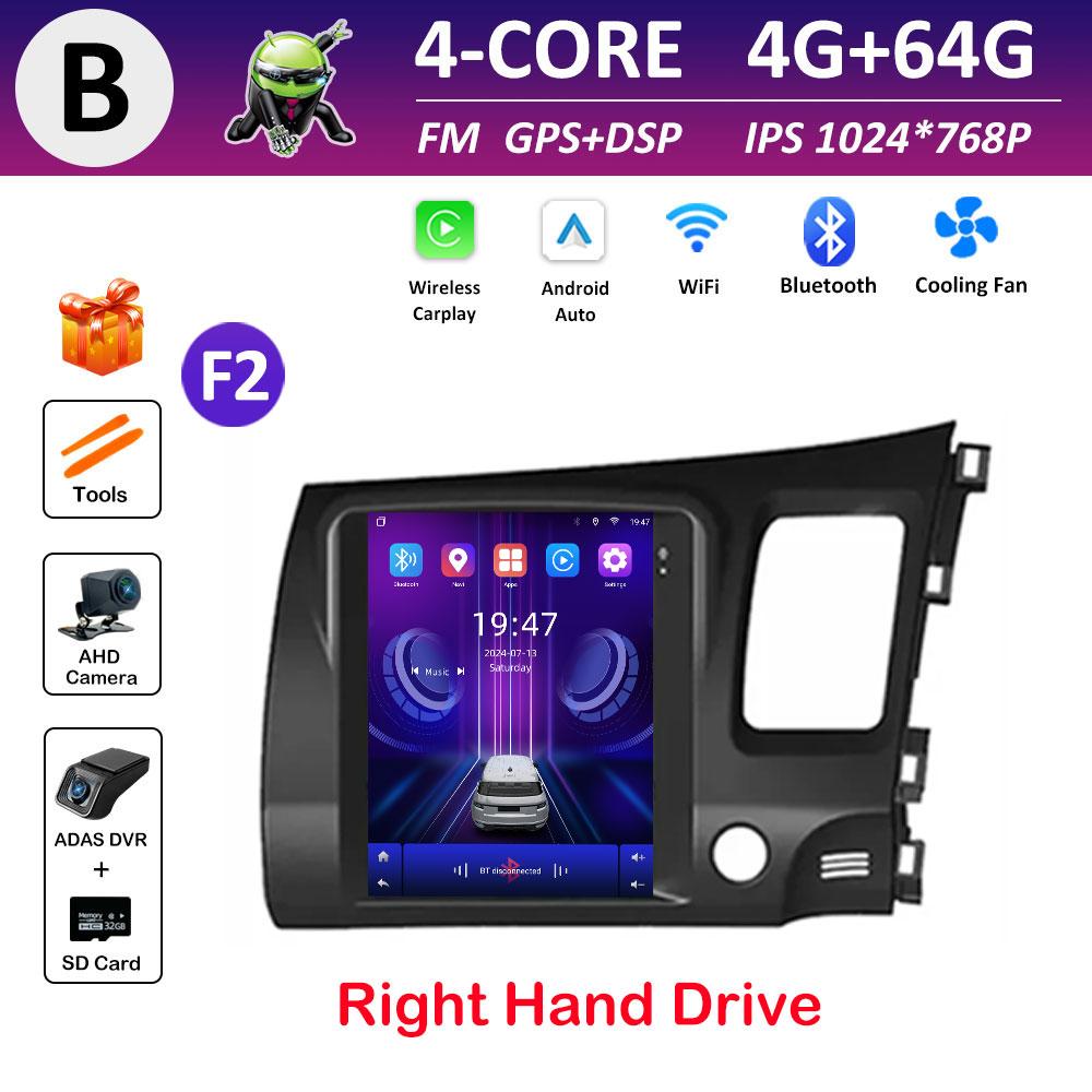 Car Multimedia Video Radio Player WIFI for Honda Civic 2005 2006 2007 2008 - 2012 Android OS Wireless Carplay GPS Navigation 4G