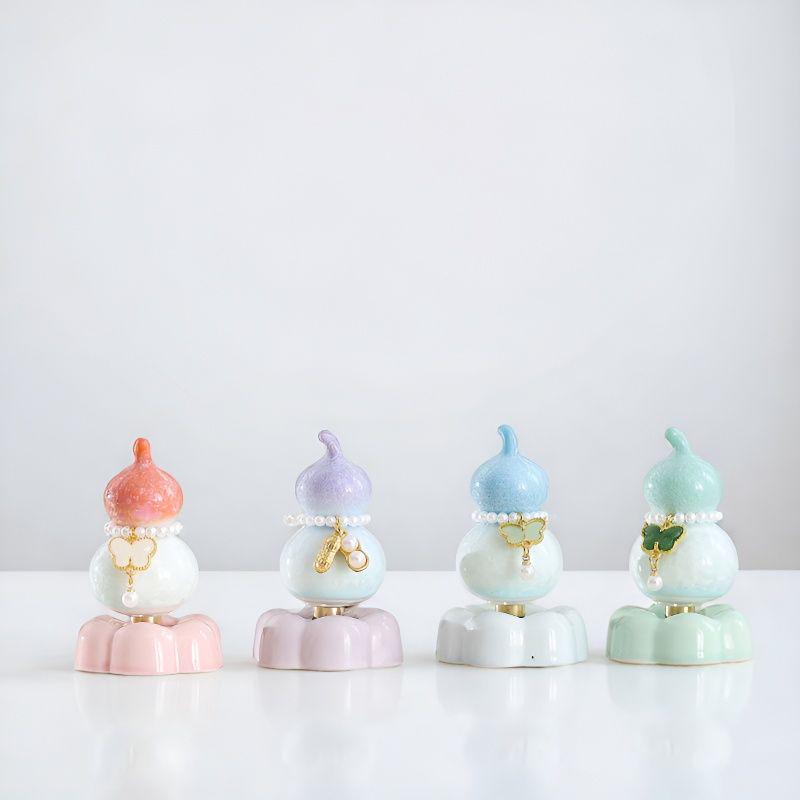 Ceramic Gourd Spinner: Crystalline Glaze Ornament Toy & Souvenir