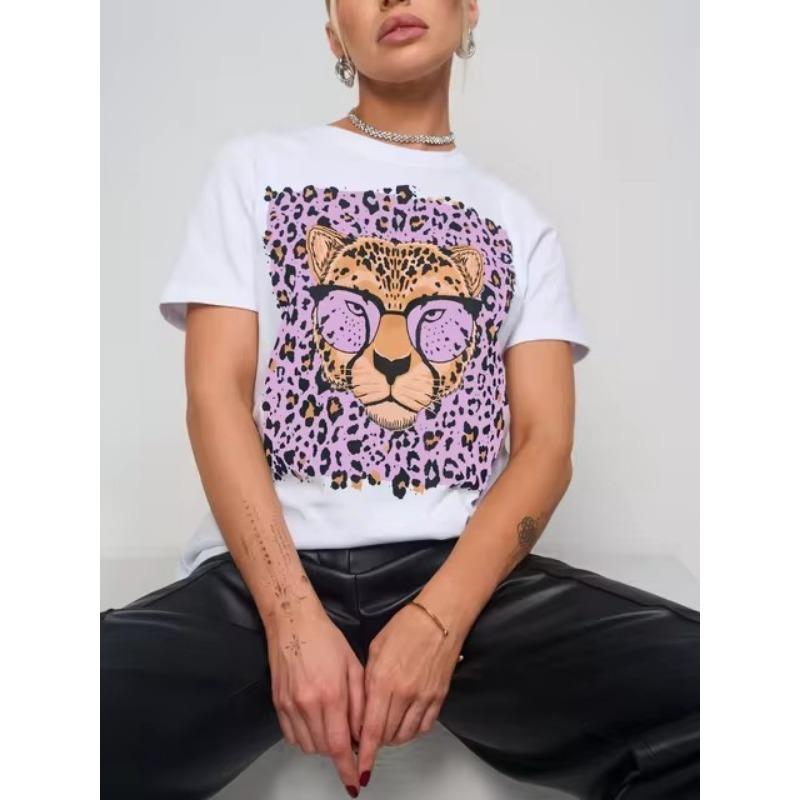 Dámské 3D tričko s leopardím potiskem Streetové ležérní tričko Dámské gotické tričko v evropském stylu Y2K Harajuku tričko Topy Trička