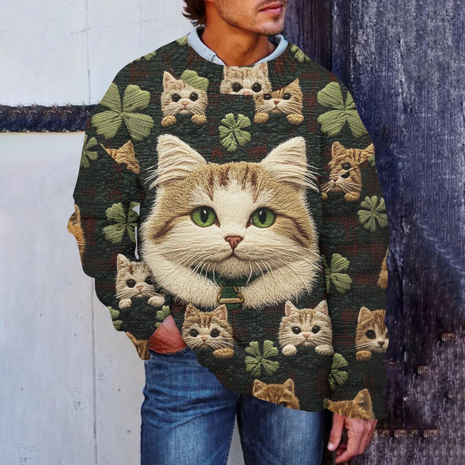 

Мужская мода повседневная с длинным рукавом St. Pacrit Gentle Printed Crewneck Woolen Imitation свитер Цветочный Crewneck Sweatshirt Loose Long Sleeves L жёлтый