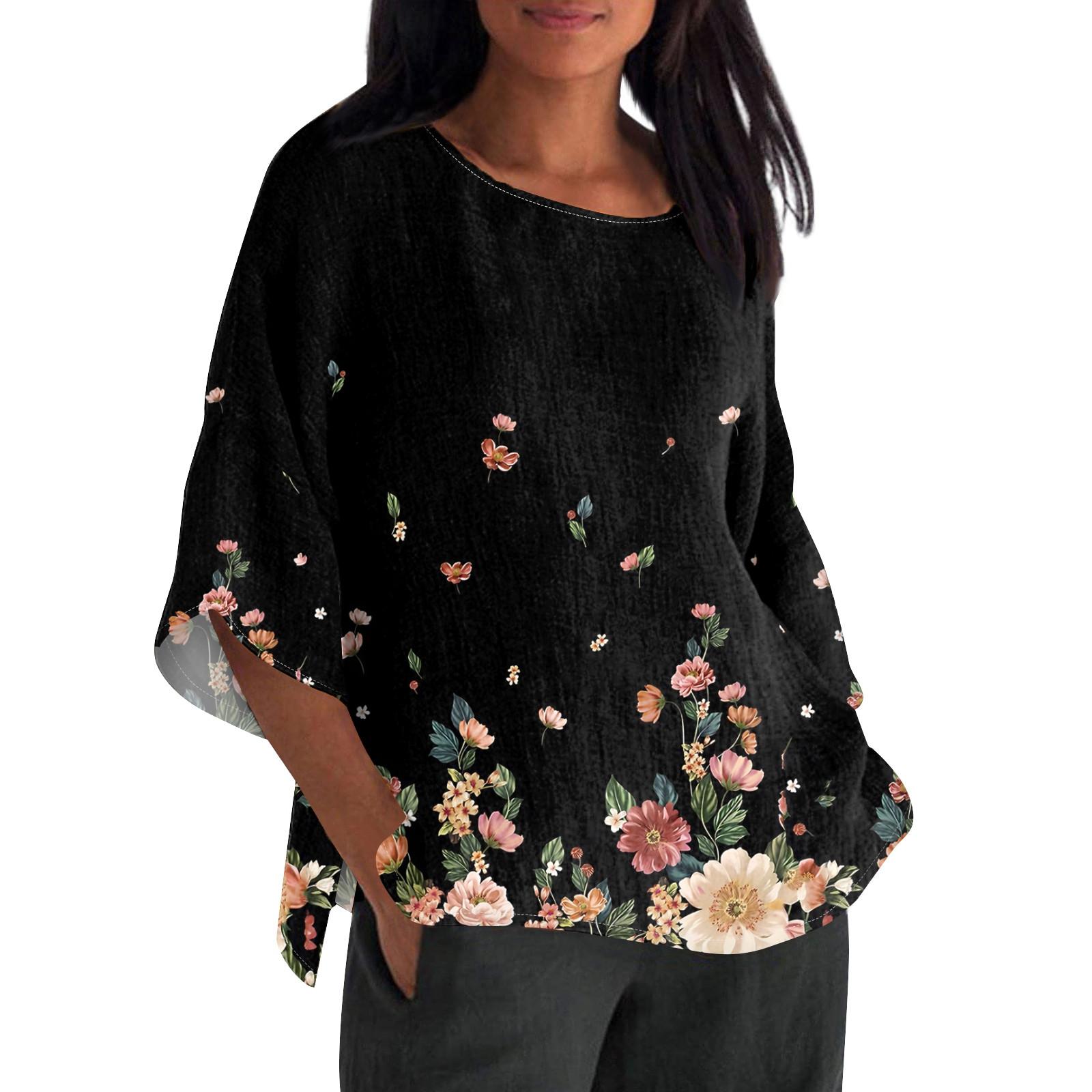 Женская мода с рукавом семь четвертей и круглым вырезом с принтом — фото 3