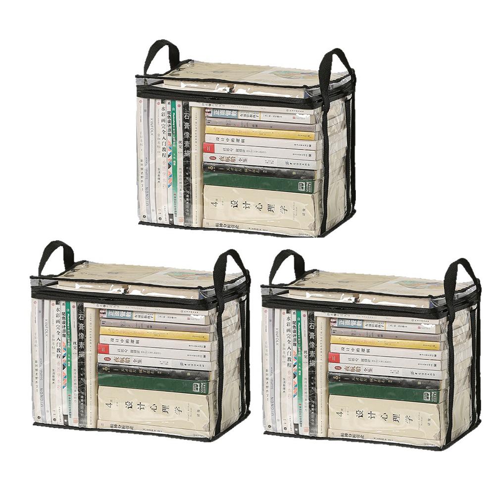 Foldable Book Box Student Dormitory Classroom Book Organizer Transparent Waterproof Household Book Organizing Storage Box