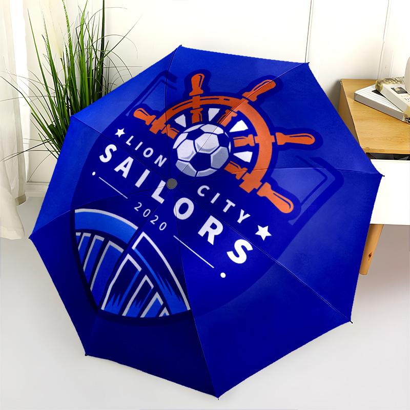Lion City Sailors Football Club pattern, automatic folding umbrella, portable and foldable design, 8 ribs, a Christmas or birthday gift.