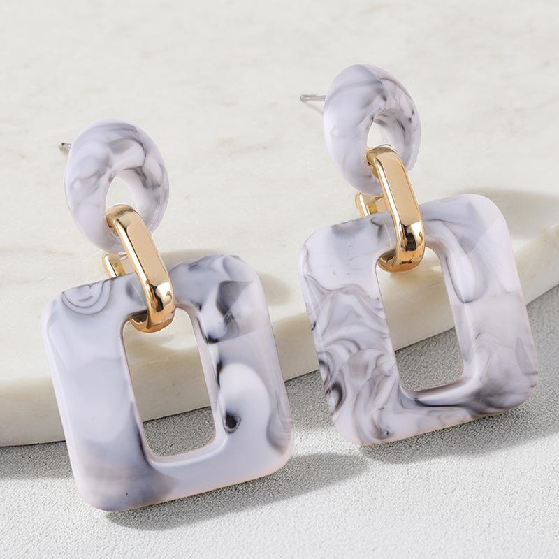 Textured Geometric Square Acrylic Stud Earrings Vintage Earrings Ear Accessories