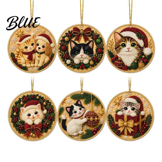 2D Acrylic Santa Flat Holiday Pcs Pearl Christmas Ornaments 6 Art Ornaments Tree Pendant Creative Effect Hanging Decoration for