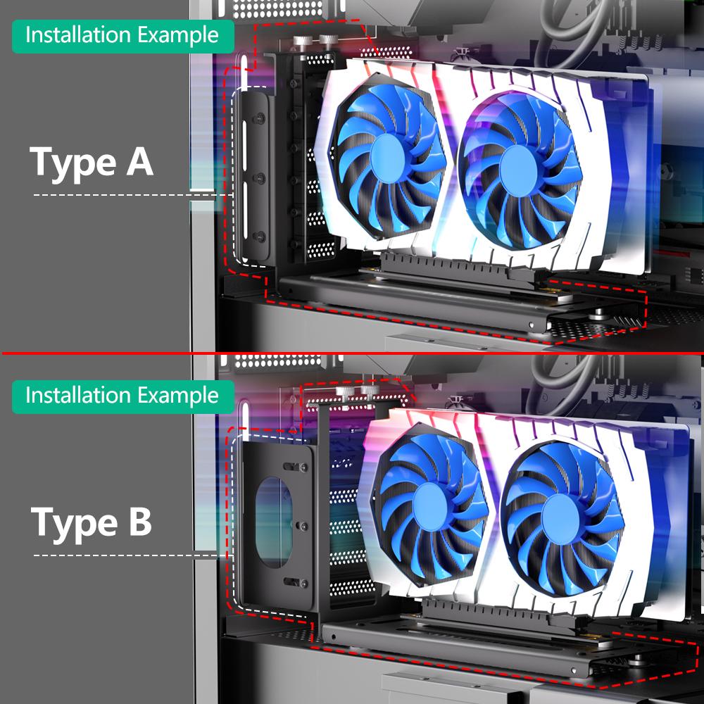 Vertical GPU Mount Bracket 2Slots Graphics Card Holder with Hardware eGPU Dock External GPU Docking Station Black with Screw Kit